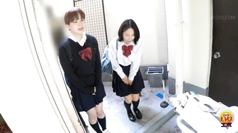 EE-764 05 Hidden camera inside high school. Girls line up and pee.