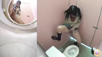 SL-131 02 Mischievous peeing voyeur - school girl’s toilet overflowed with piss!
