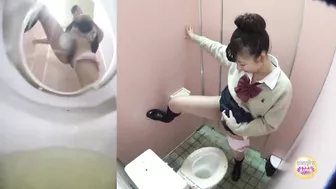SL-131 03 Mischievous peeing voyeur - school girl’s toilet overflowed with piss!